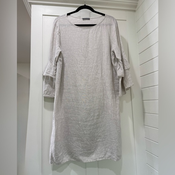 Piazza Del Tempio Light Oat Ruffle Sleeve Dress - Picture 1 of 4